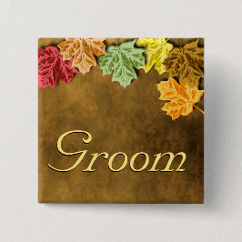 Bóton Quadrado 5.08cm Botão de Folhas de outono