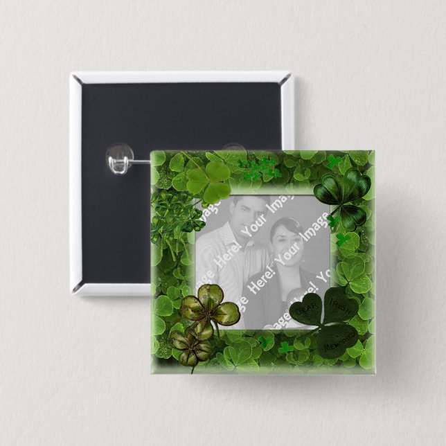Bóton Quadrado 5.08cm Botão de Foto do Dia de Patrick (Frente & Verso)