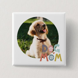 Bóton Quadrado 5.08cm Botão de Foto Personalizada de Pet da Mãe de Cacho