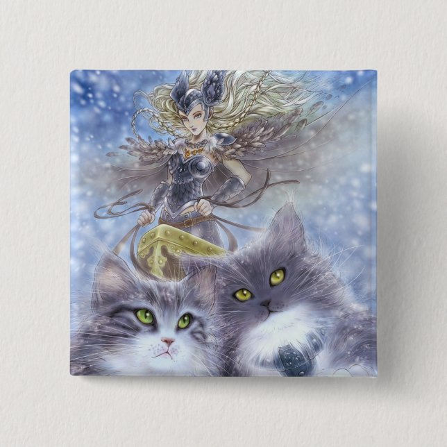 Bóton Quadrado 5.08cm Botão de Freyja (Frente)