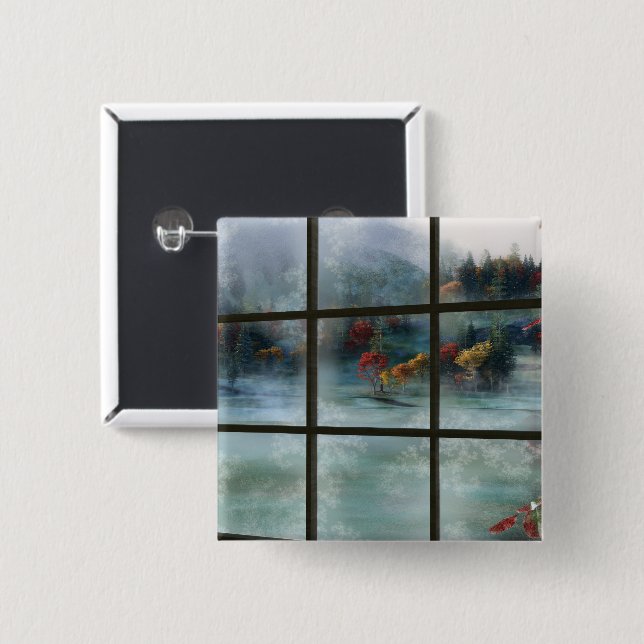 Bóton Quadrado 5.08cm Botão de Frost de outono Cwm (Frente & Verso)