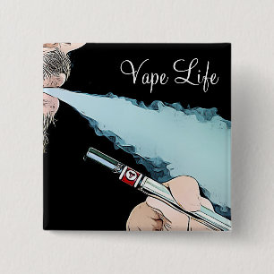 Bóton Quadrado 5.08cm Botão de fumaça Vape Life Vaping