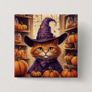 Bóton Quadrado 5.08cm botão de gato de halloween