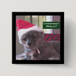 Bóton Quadrado 5.08cm Botão de Gato de Natal