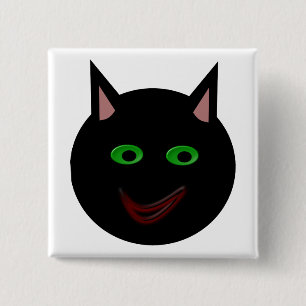 Bóton Quadrado 5.08cm Botão de Gato Preto do Halloween