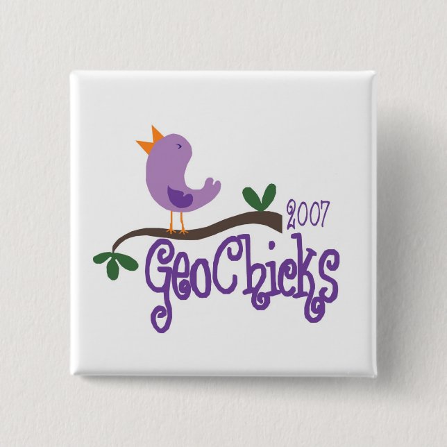 Bóton Quadrado 5.08cm Botão de Geochick 2007 (Frente)