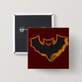 Bóton Quadrado 5.08cm Botão de Halloween de Morcego Assustador | Tema Ve