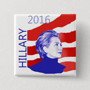 Bóton Quadrado 5.08cm Botão de Hillary 2016