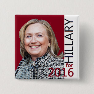 Bóton Quadrado 5.08cm Botão de Hillary 2016