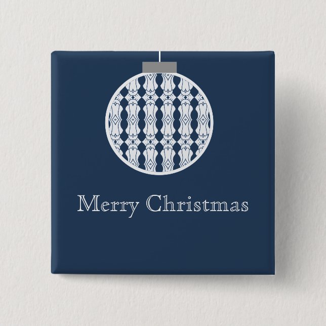 Bóton Quadrado 5.08cm Botão de Holday de Arte Deco, Azul Escuro (Frente)