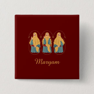 Bóton Quadrado 5.08cm Botão de Ilustração Muslimah Personalizado
