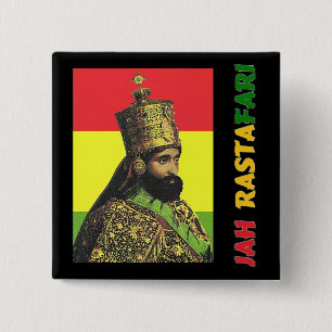 Bóton Quadrado 5.08cm Botão de Jah Rastafari