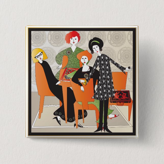 Bóton Quadrado 5.08cm Botão de Jogo Mah Jongg (Frente)