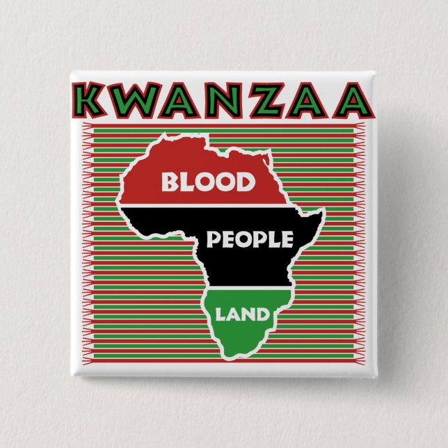 Bóton Quadrado 5.08cm Botão de Kwanzaa (Frente)