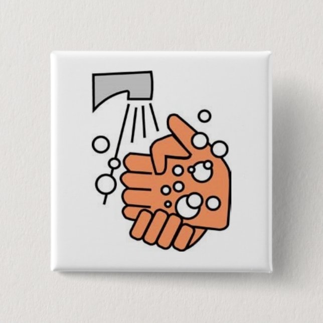 Bóton Quadrado 5.08cm Botão de lavagem da mão (Frente)