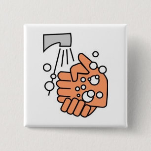 Bóton Quadrado 5.08cm Botão de lavagem da mão