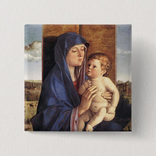 Bóton Quadrado 5.08cm Botão de Madonna e da criança
