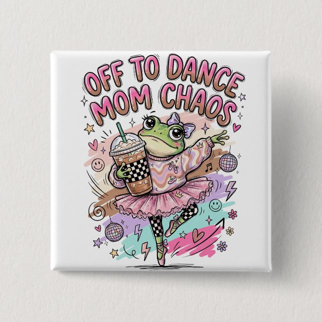 Bóton Quadrado 5.08cm Botão de Mãe de Dança (Frente)