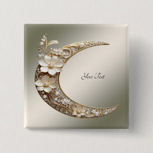 Bóton Quadrado 5.08cm Botão de Moldura de Lua Crescente Decorativa