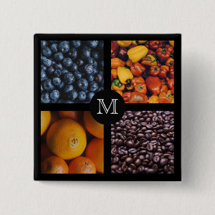 Bóton Quadrado 5.08cm Botão de monograma personalizado de Foodie 7