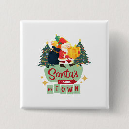 Bóton Quadrado 5.08cm Botão de Natal