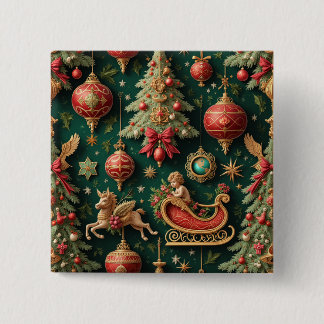 Bóton Quadrado 5.08cm Botão de Natal Barroco Elegante