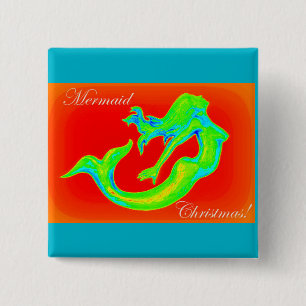 Bóton Quadrado 5.08cm botão de natal da sereia