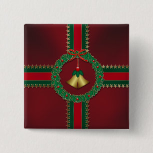 Bóton Quadrado 5.08cm Botão de Natal Estrelas e Stripes