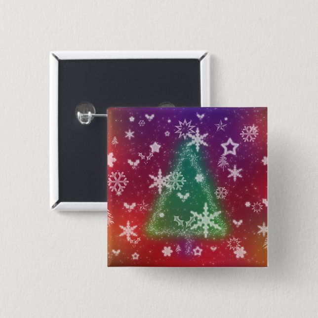 Bóton Quadrado 5.08cm Botão de Natal feliz (Frente & Verso)