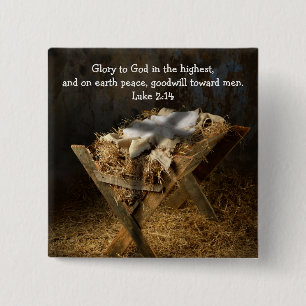 Bóton Quadrado 5.08cm Botão de Natal Personalizado Religioso