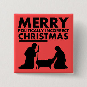 Bóton Quadrado 5.08cm Botão de Natal Politicamente Incorreto