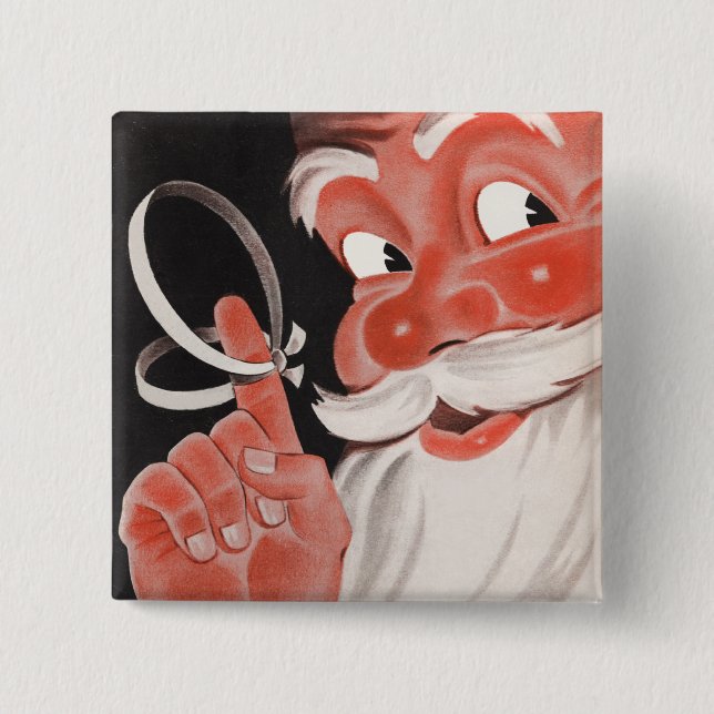 Bóton Quadrado 5.08cm Botão de Natal Retroativo (Frente)