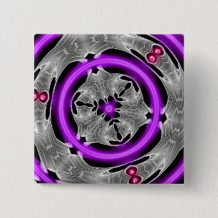Bóton Quadrado 5.08cm Botão de néon roxo da arte gráfica