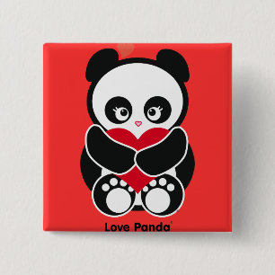 Bóton Quadrado 5.08cm Botão de Panda® do amor