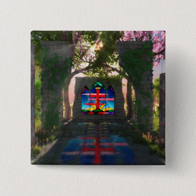 Bóton Quadrado 5.08cm Botão de Páscoa da luz Eterna (Frente)