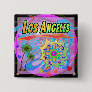 Bóton Quadrado 5.08cm Botão de Progresso Verdadeiro Los Angeles