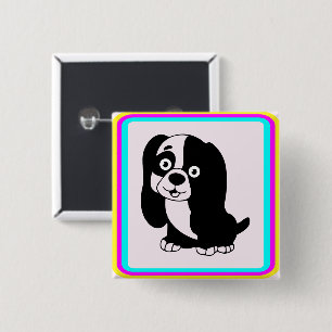 Bóton Quadrado 5.08cm Botão de Puppy