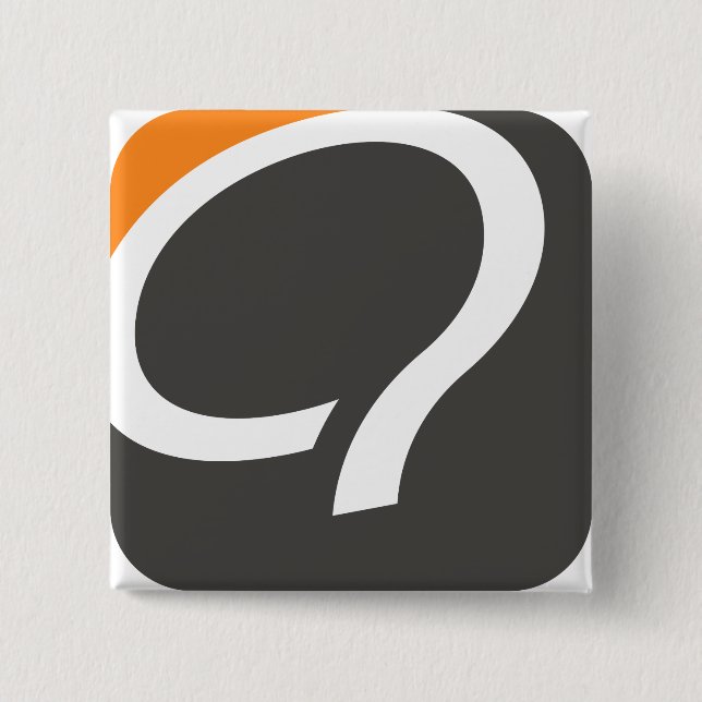 Bóton Quadrado 5.08cm Botão de Q - laranja (Frente)