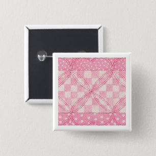 Bóton Quadrado 5.08cm Botão de Quadrado de Colcha de Coração ROSA