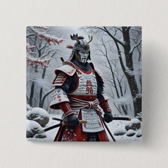 Bóton Quadrado 5.08cm botão de Samurai Japonês (Frente)