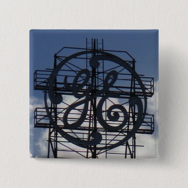 Bóton Quadrado 5.08cm Botão de Sinal GE Icônico de Fort Wayne (Frente)