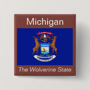 Bóton Quadrado 5.08cm Botão de Sinalizador de Michigan
