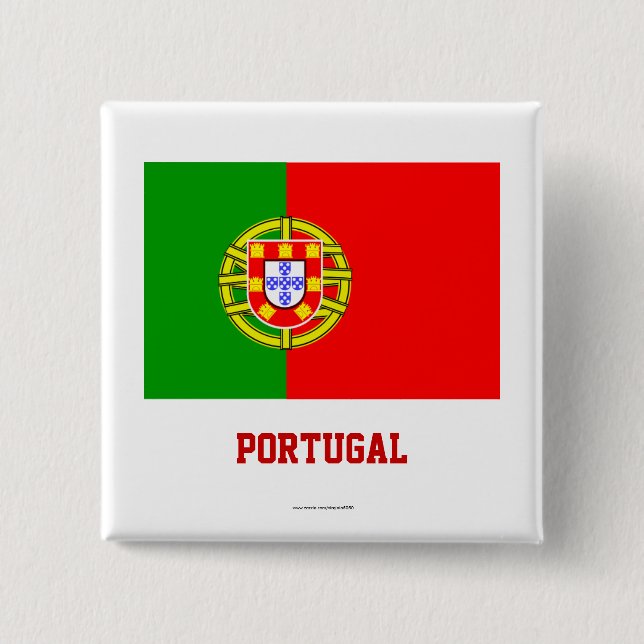Bóton Quadrado 5.08cm Botão de Sinalizador Portugal/Pino do Lapel (Frente)