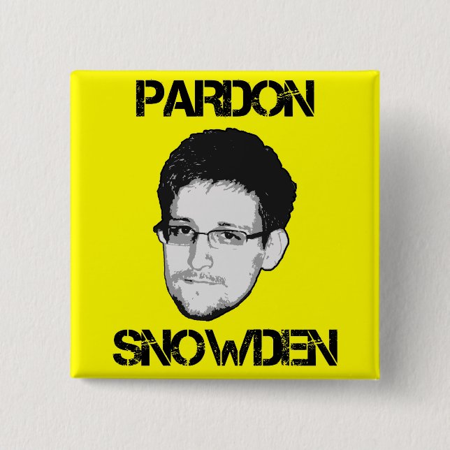 Bóton Quadrado 5.08cm Botão de Snowden do perdão (Frente)