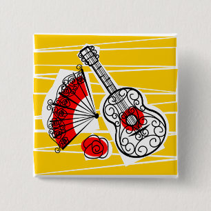 Bóton Quadrado 5.08cm Botão de Souvenirs espanhol quadrado