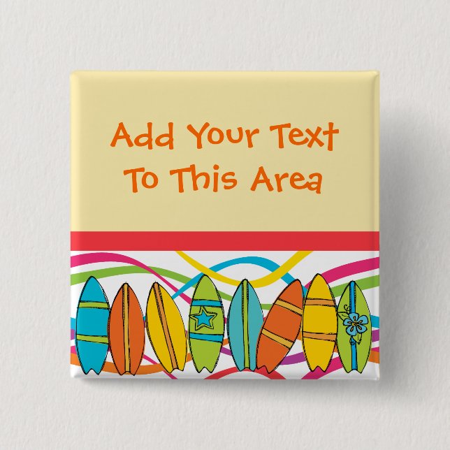 Bóton Quadrado 5.08cm Botão de surfboards personalizadas (Frente)