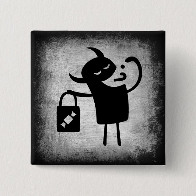 Bóton Quadrado 5.08cm Botão de Teste ou Truque Monstro do Halloween (Frente)