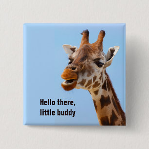 Bóton Quadrado 5.08cm Botão de texto personalizável do Giraffe Portrait