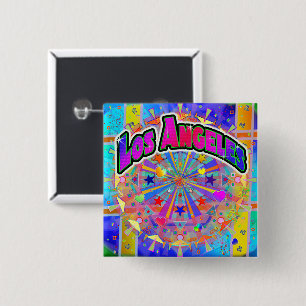 Bóton Quadrado 5.08cm Botão de Unidade Cósmica de Los Angeles