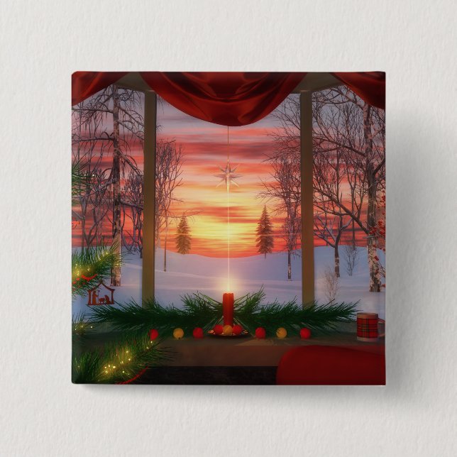 Bóton Quadrado 5.08cm Botão de Verão do Céu (Frente)